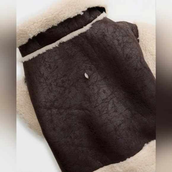 OFFLEASH By Aerie Leather Winter Sherpa Dog Vest Coat Size Large NWT - Picture 3 of 10